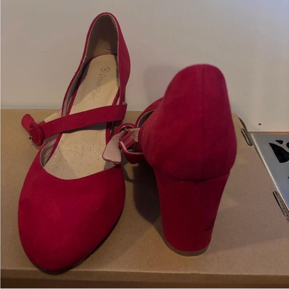 Red velvety heels